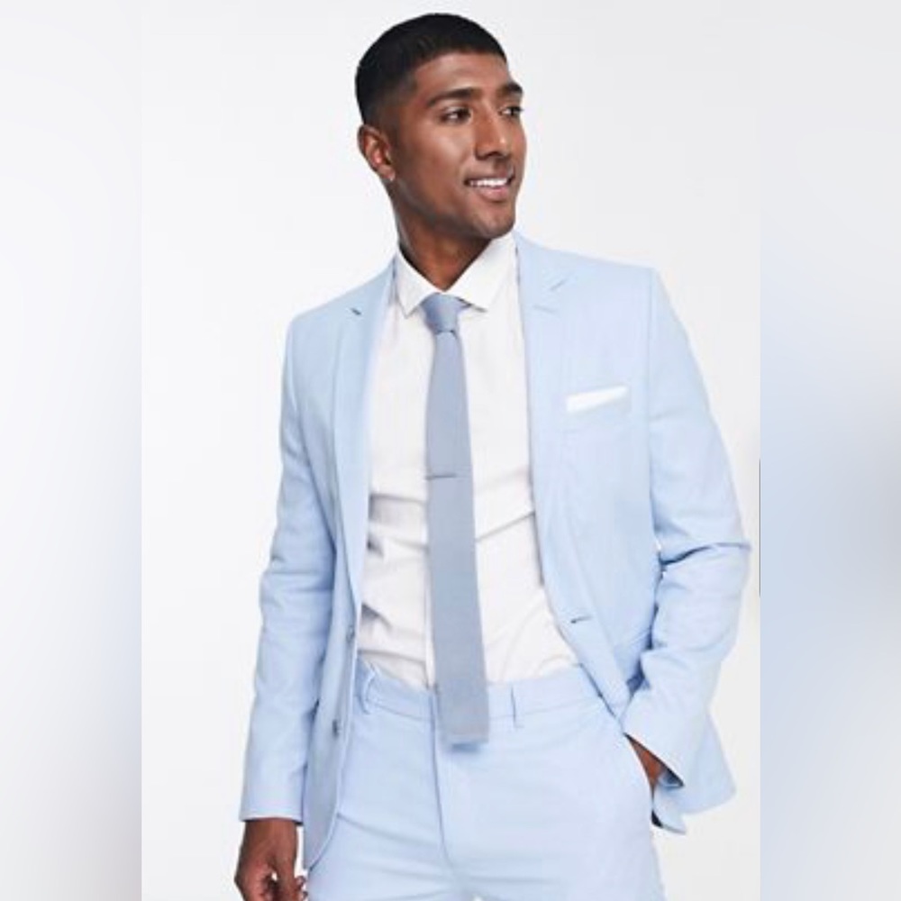 ASOS Super Skinny Suit In Pastel Blue Micro-Texture